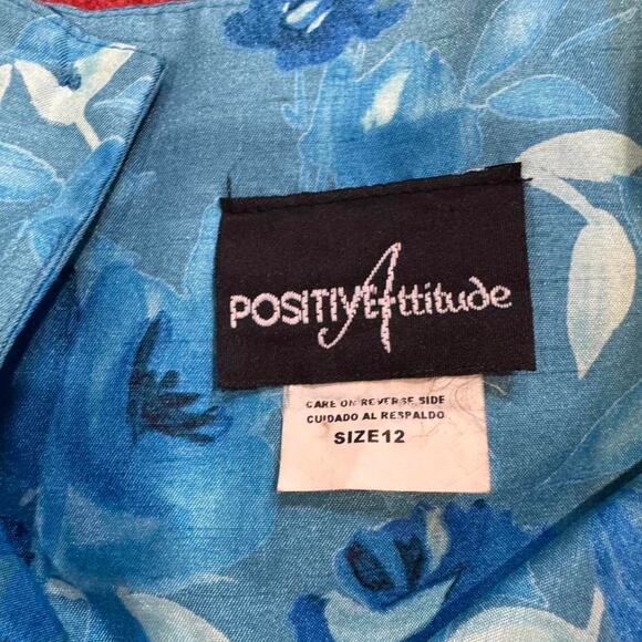 Fall floral cozy vintage blue print 2- piece set PositiveAttitude women size 12 - Picture 3 of 8